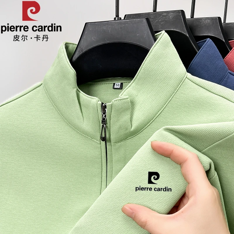 皮尔卡丹春秋季男士半高领拉链立领卫衣宽松长袖上衣中青年休闲