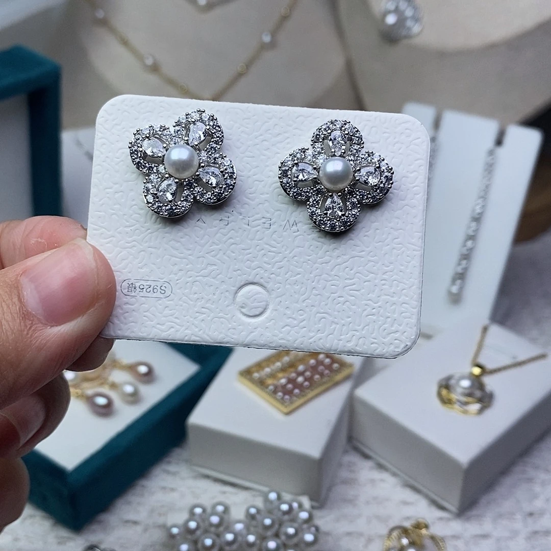 淡水珍珠耳饰银S925镶嵌