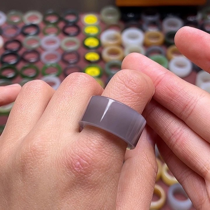 和田玉戒指未镶嵌18.4 冰底葡萄紫