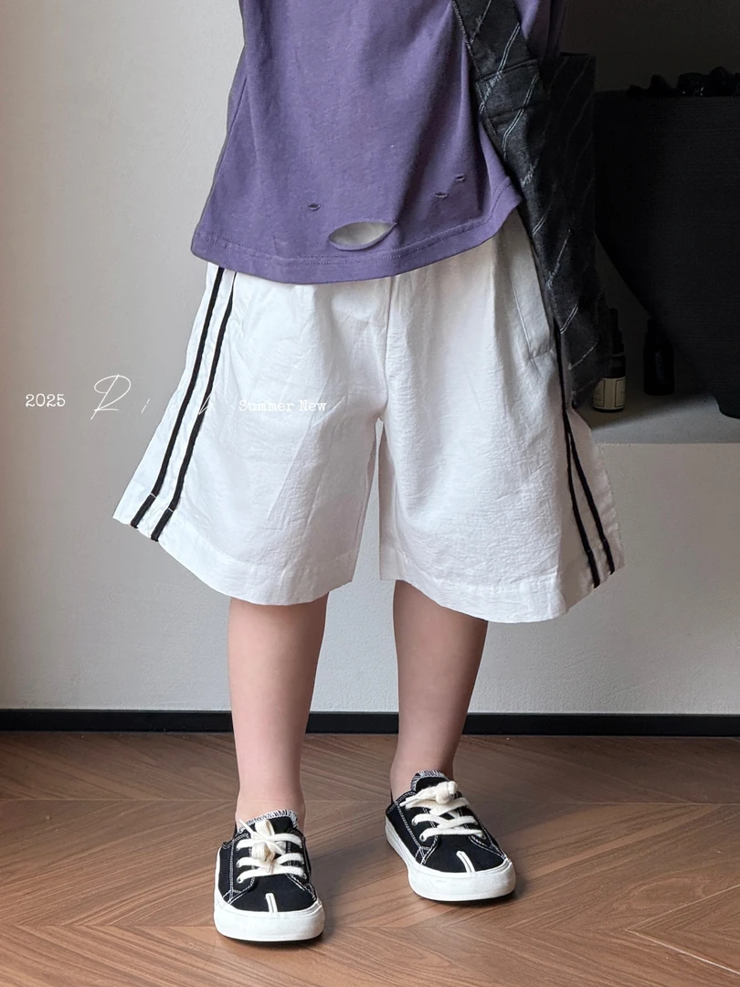 【现货】卤蛋童装【午后时光】2025夏侧边条杠休闲短款轻薄男女童1239