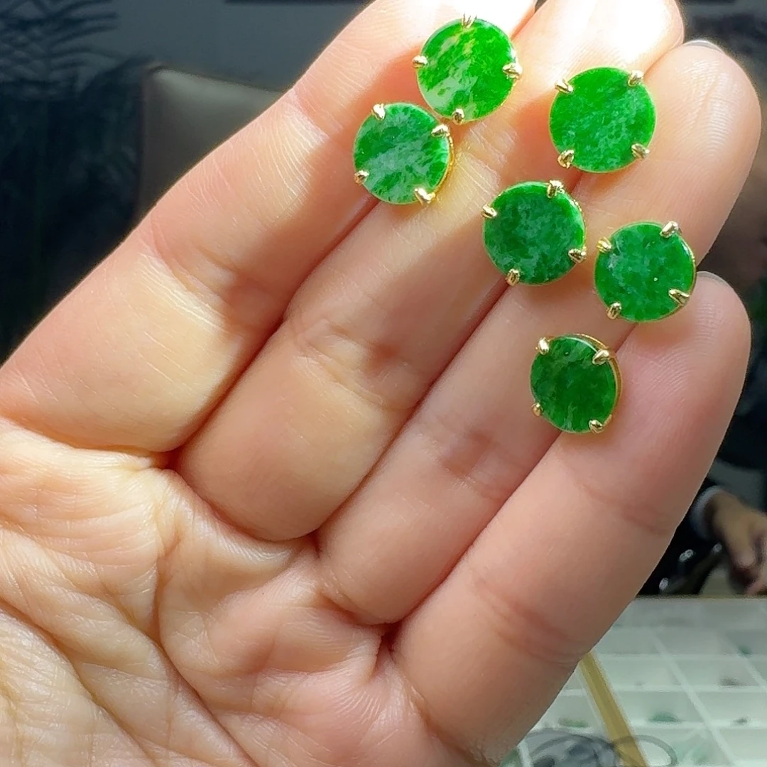 翡翠银S925镶嵌耳饰多样性发货其一