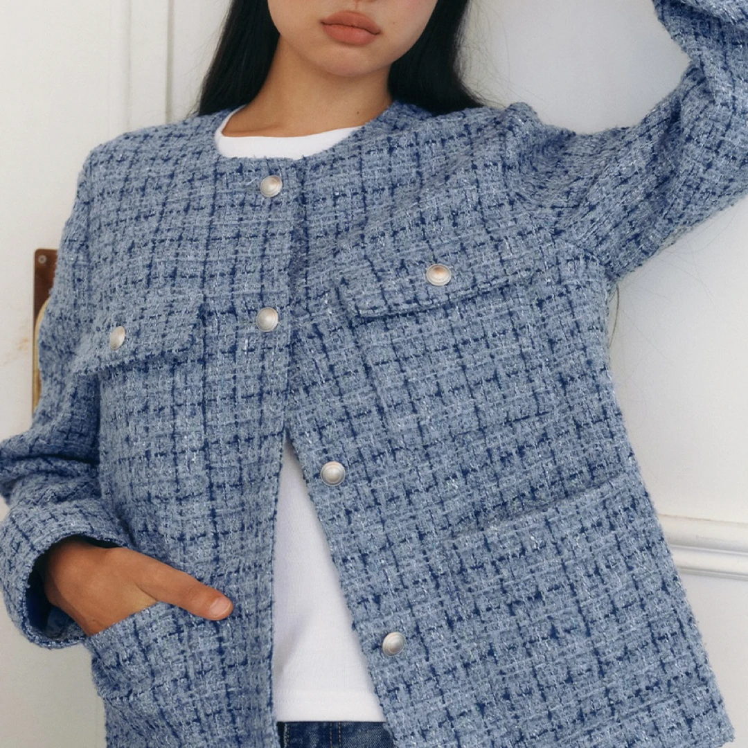 闪闪兒 元 韩国贵牌设计师Marie 25秋冬 敲美小香风外套9550