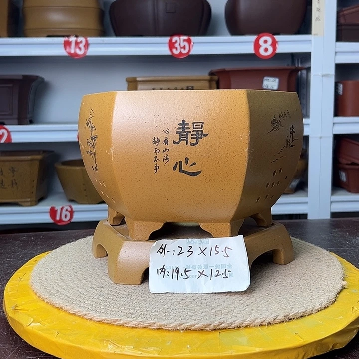 紫砂花盆蛇年大吉