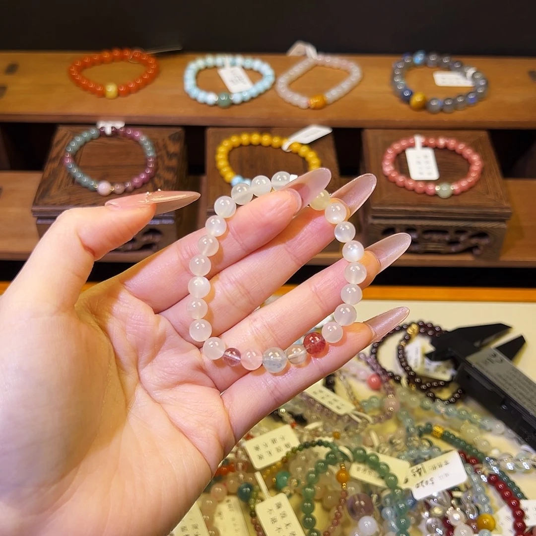 水晶手链银S925镶嵌白月光多宝