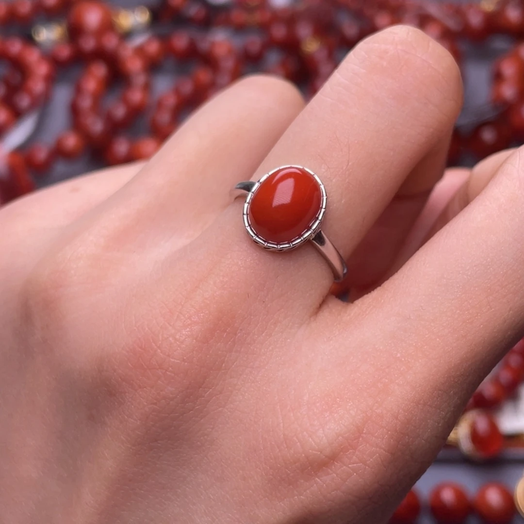南红玛瑙未镶嵌其他天然原矿）瓦西柿子锦高品女戒