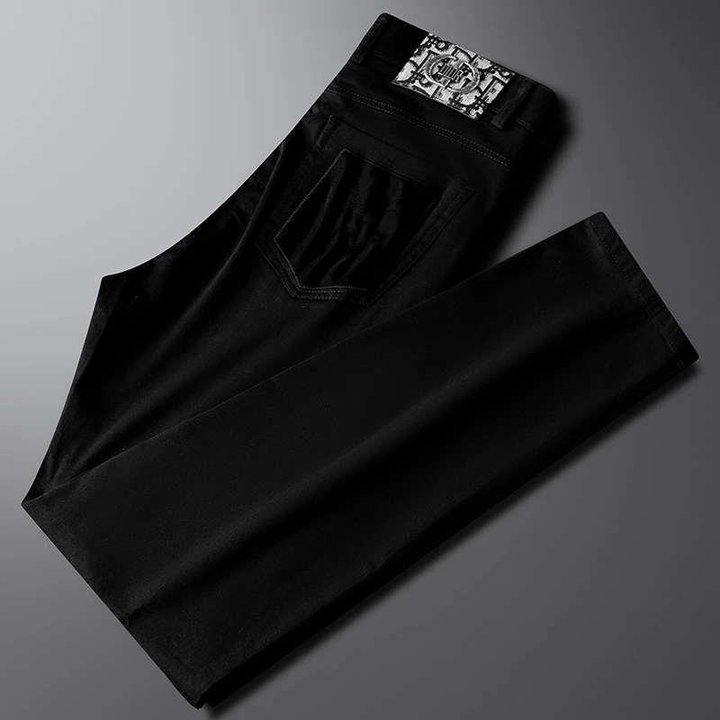 高级字母皮牌灰色牛仔裤男款2025新款夏季薄款青年直筒男士休闲裤