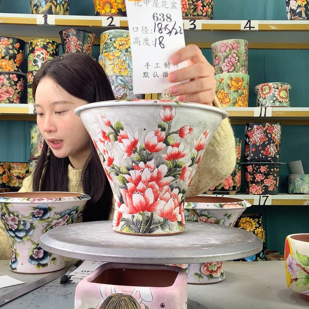 艾***子陶景德镇手工花盆638