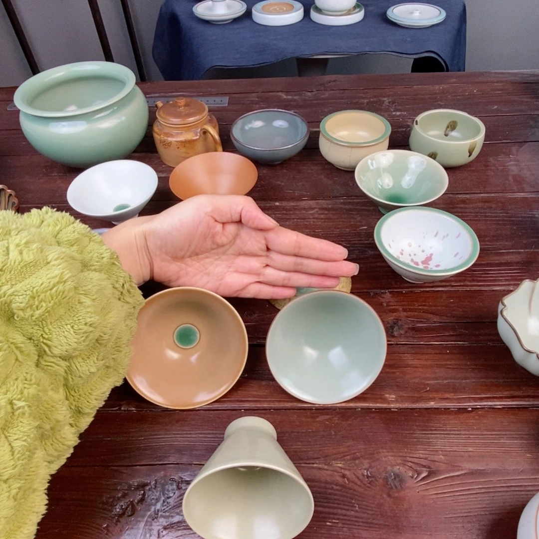 m****m朱砂胎斗笠杯 三个 精品