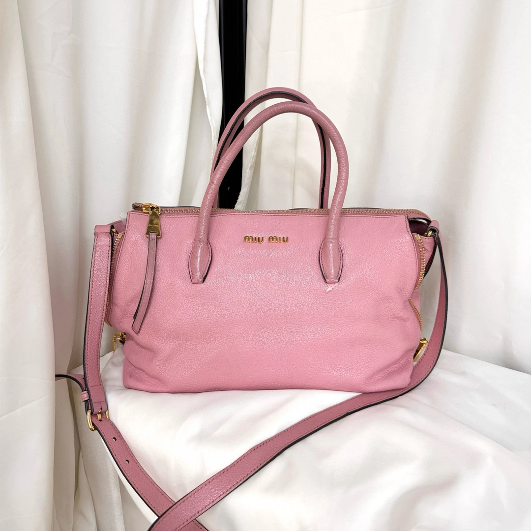 95新 MIU MIU/缪缪 miumiu 樱花粉托特斜挎包(K)