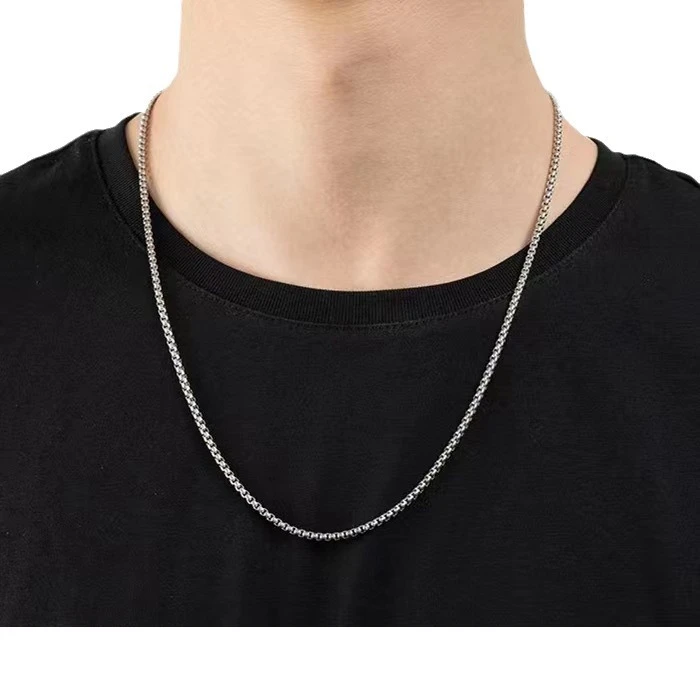 非金属树脂项链 十字O字链方珍珠龙骨项链锁骨链盒子链首饰服饰配