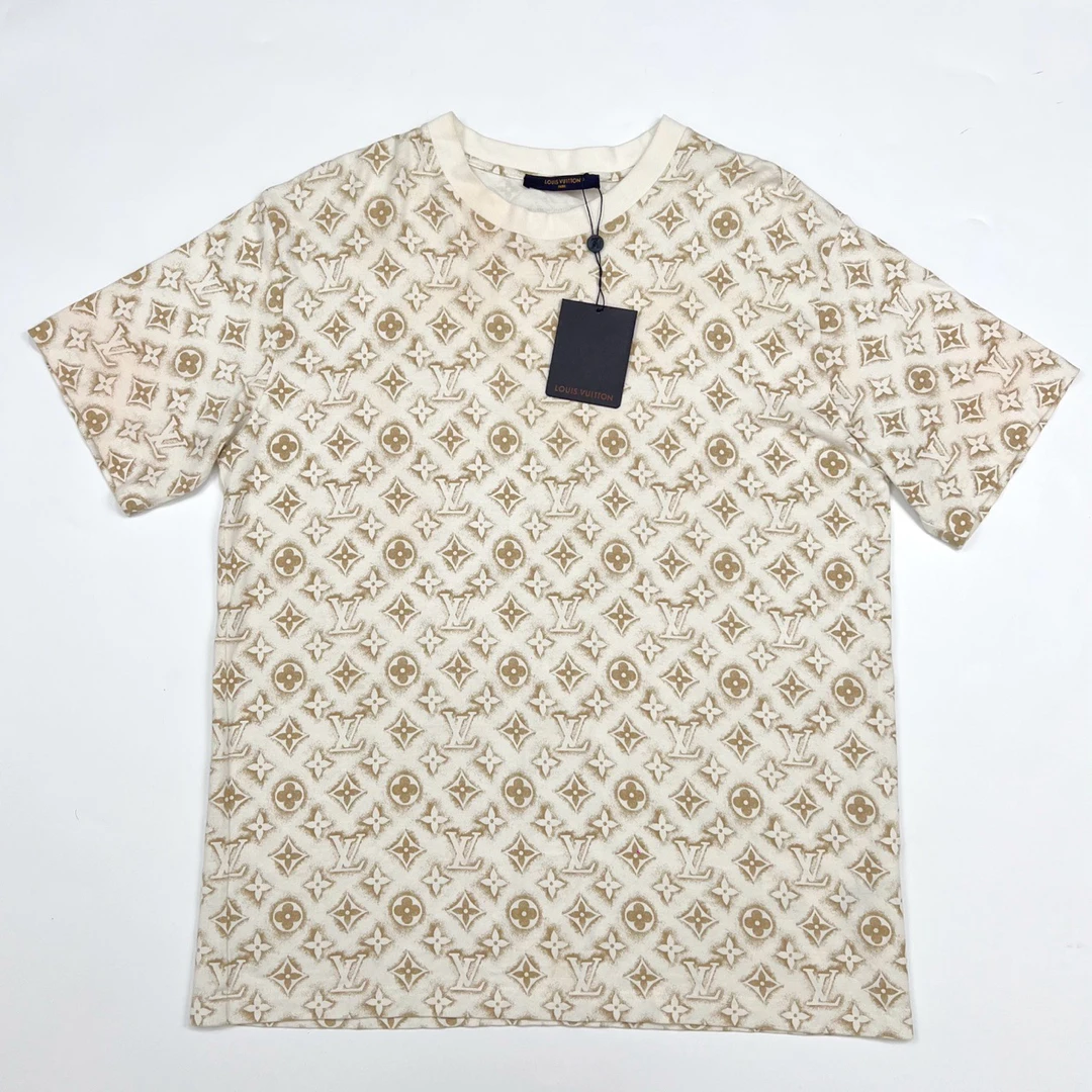 未使用 LouisVuitton/路易威登 XL码/老花满印T恤/带吊/编码0505