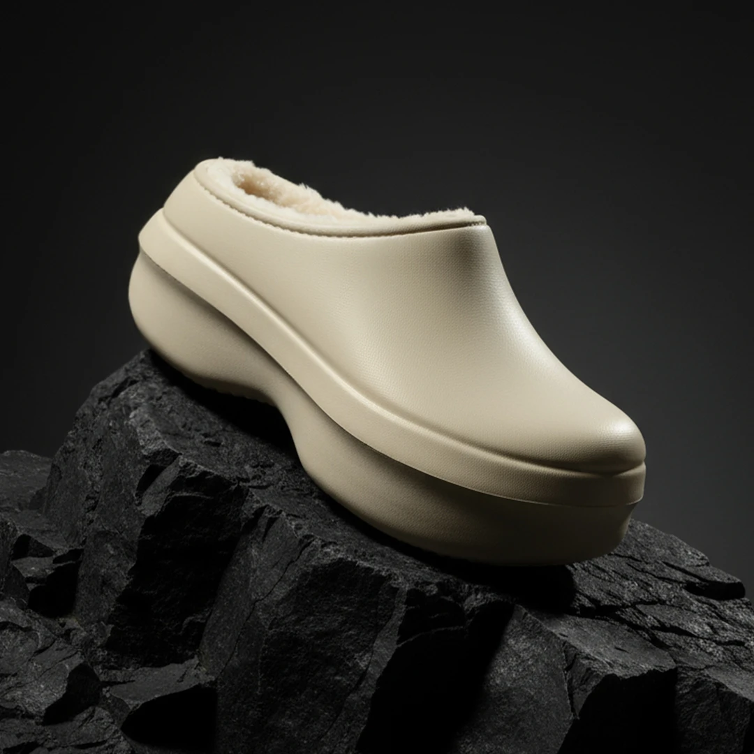 男加绒厨师鞋女冬季外穿防滑厚底防水棉拖鞋室内居家保暖eva拖鞋