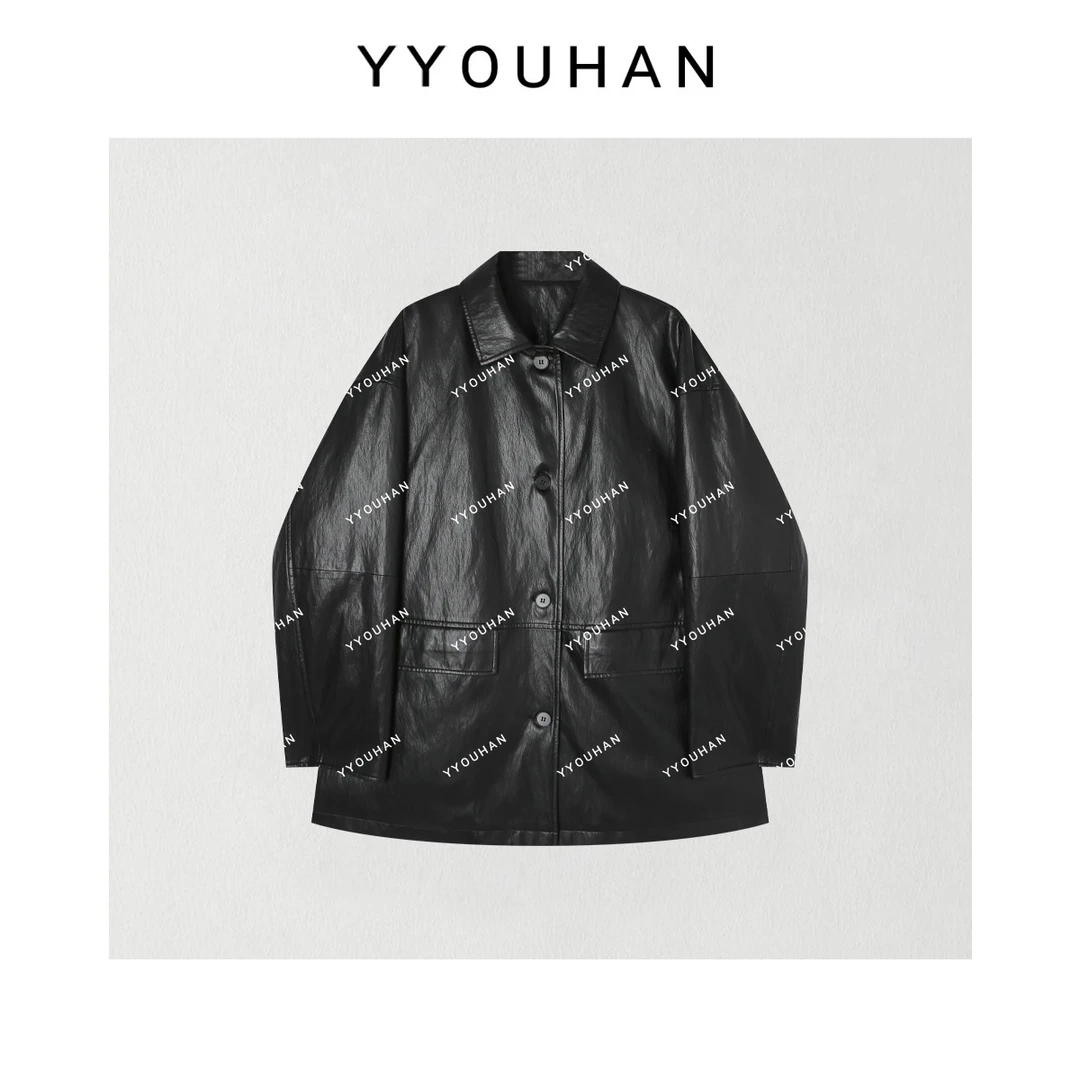 月月不吃鱼年货定制小众设计休闲百搭轻薄款皮衣羽绒服 2412B6257