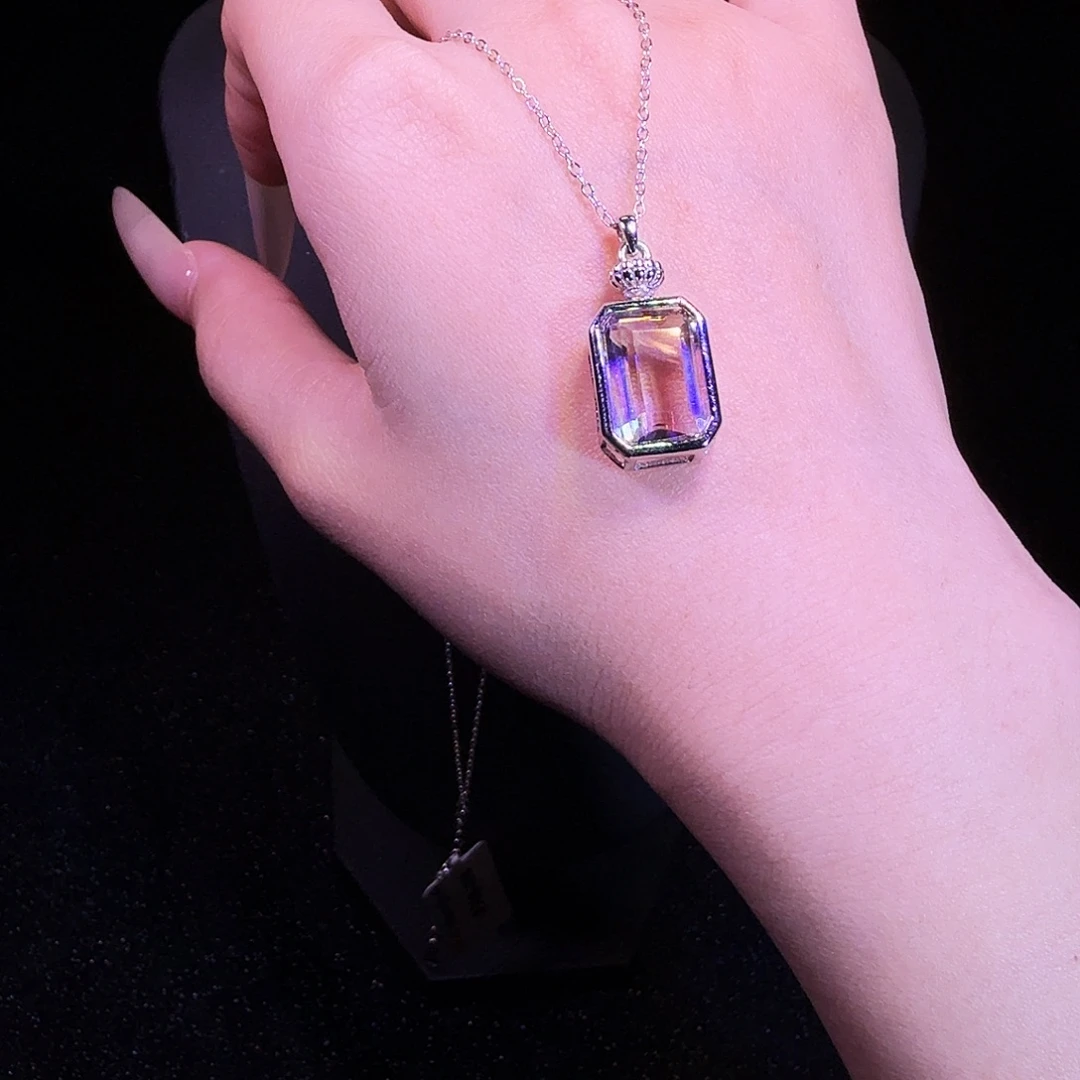 水晶颈饰银S925镶嵌 紫黄晶