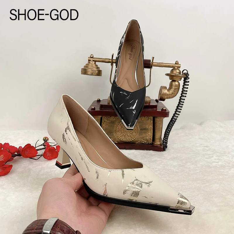 羊皮5厘米 2024年夏季新款气质百搭方头细跟中跟浅口凉鞋SG053