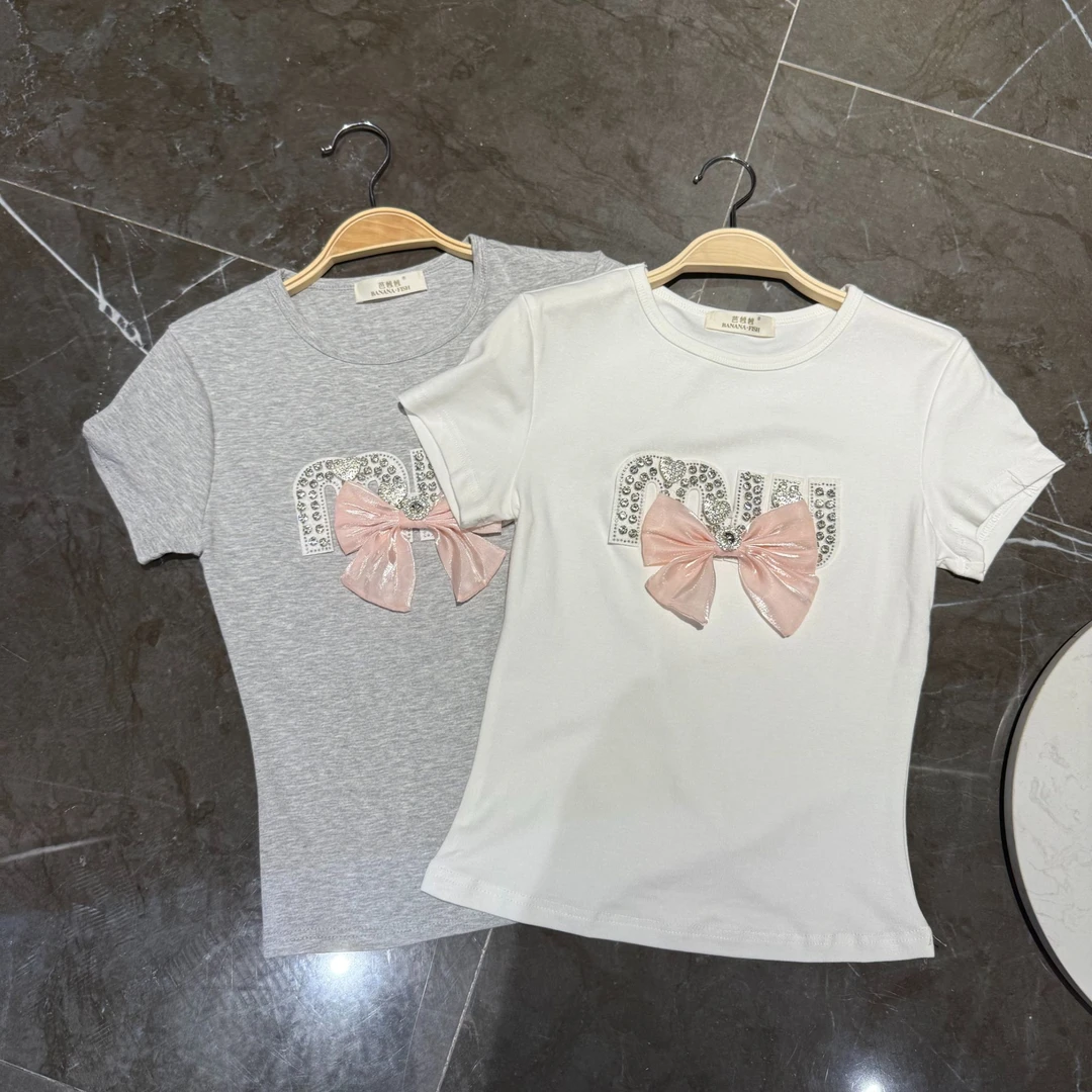 馨儿专属【应援如潮】烫钻蝴蝶短袖T恤减龄设计感小众上衣XS40919