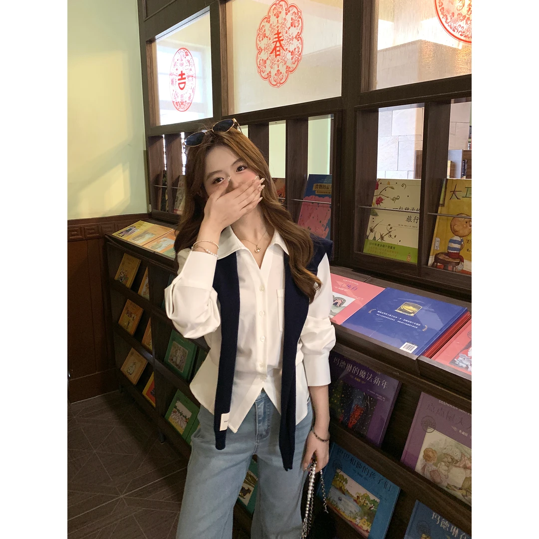 切糕【北欧海岛】小个子衬衣女百搭时尚休闲洋气出游长袖衬衫