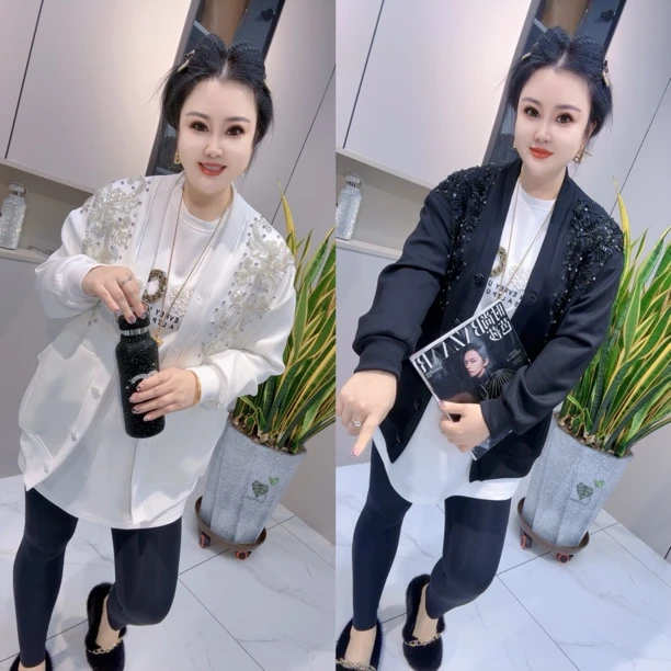 【娟姐精选】25152 （欧若风）欧货重工肩前串管串片钉钻时尚开衫外套