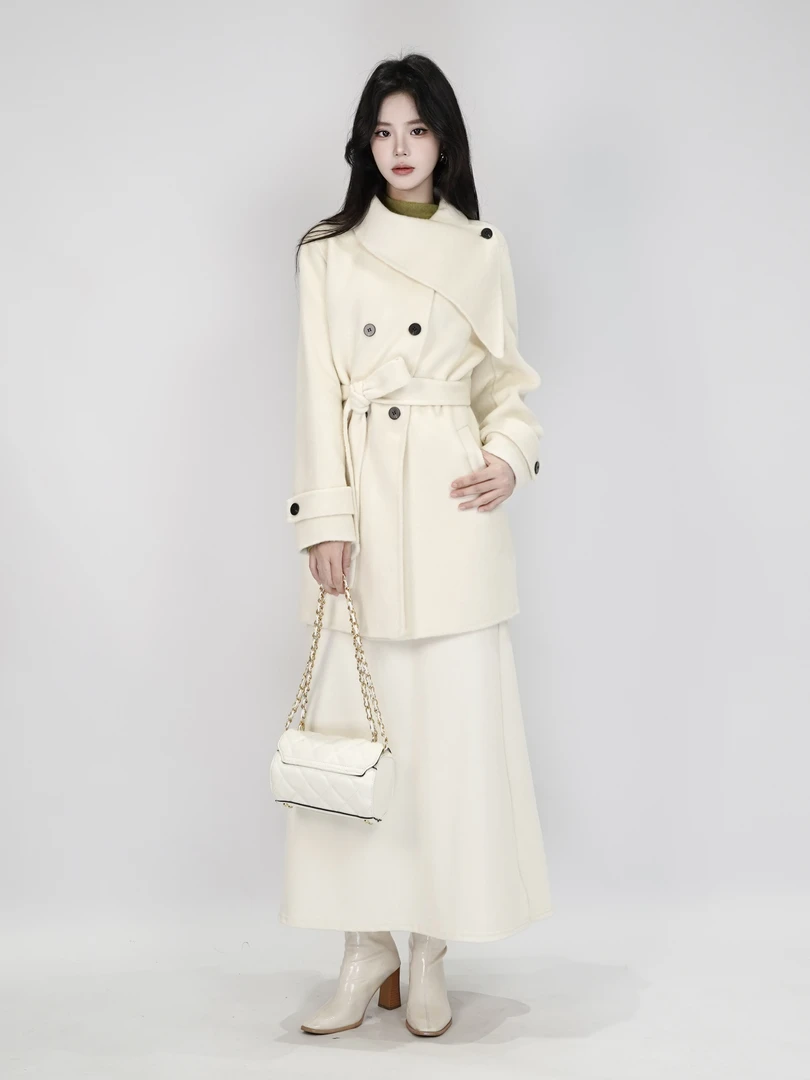 【NEW】冬季通勤百搭气质中长款双面呢大衣