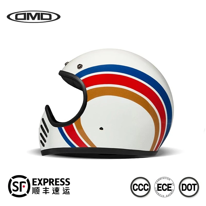 意大利DMD碳纤维全盔摩托车复古头盔男哈雷机车巡航四季女骑通用
