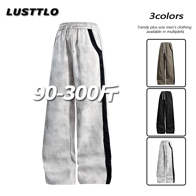 潮流时尚新款渐变条纹裤子男士大码休闲裤春季百搭宽松直筒休闲裤