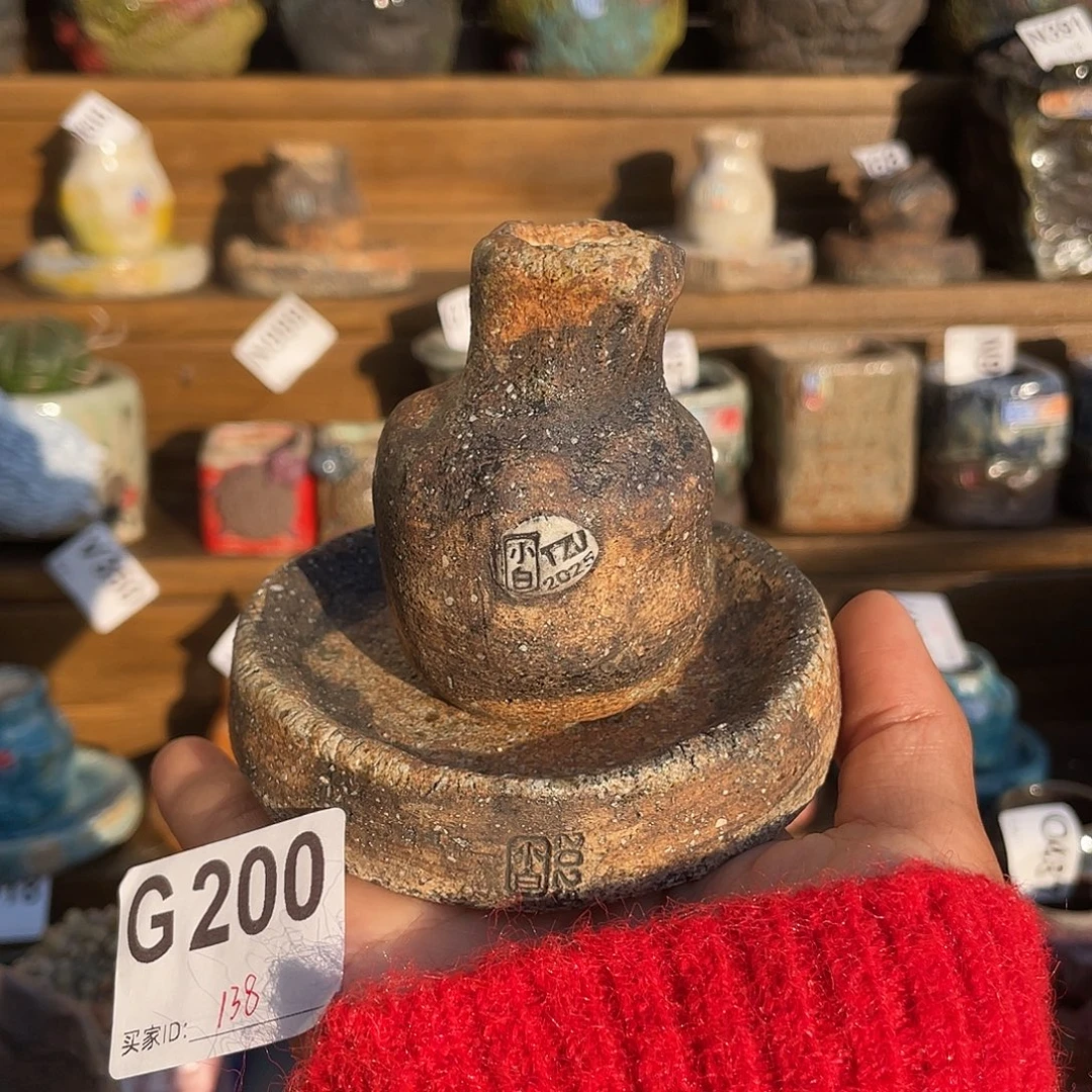 坛子姐花盆 小白孤品 匣钵土一套 内口2