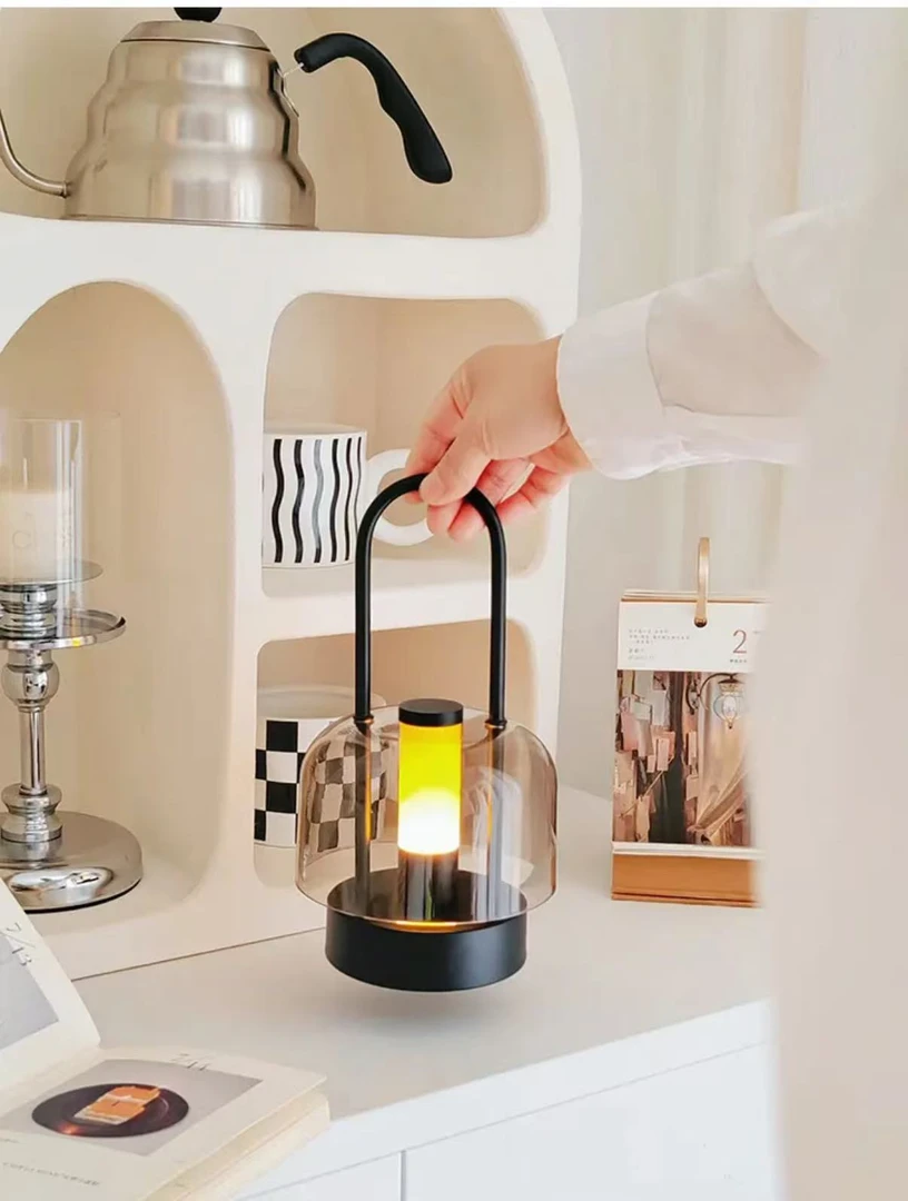 复古式书桌茶几床头柜氛围小夜灯居家起夜阅读照明充电台灯w