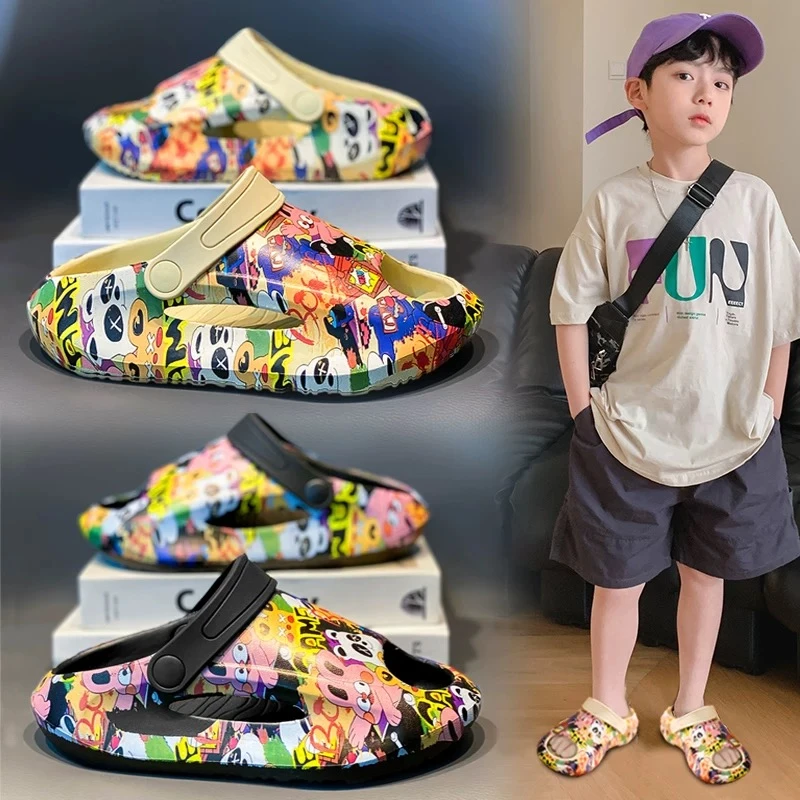 阿童木男童拖鞋夏季外穿2025新款儿童防滑沙滩一字拖男孩两穿凉拖