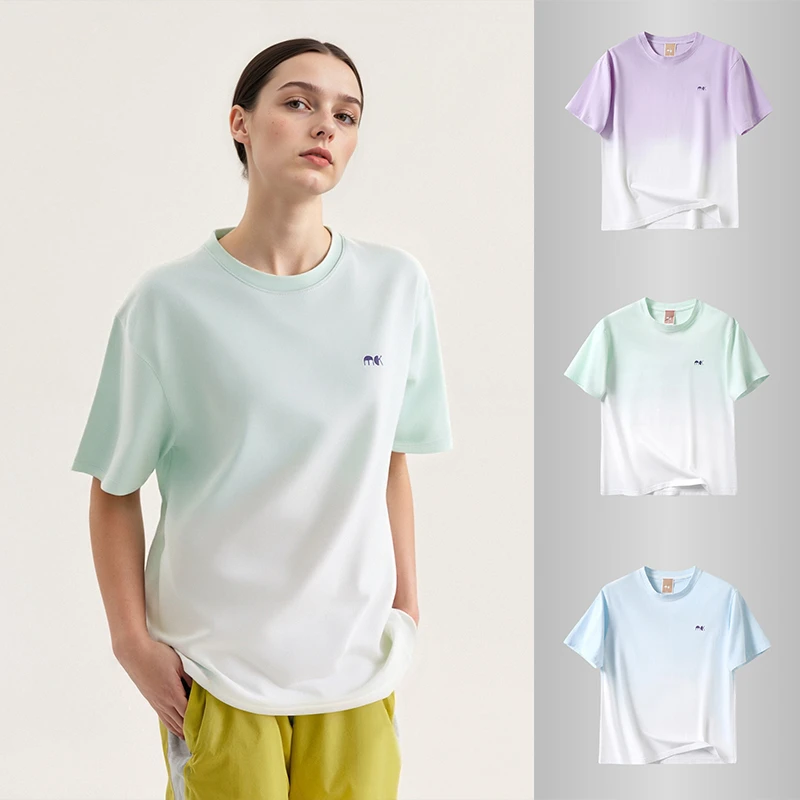 夏季新疆精梳全棉男女情侣款扎染渐变色户外运动透气休闲短袖T恤