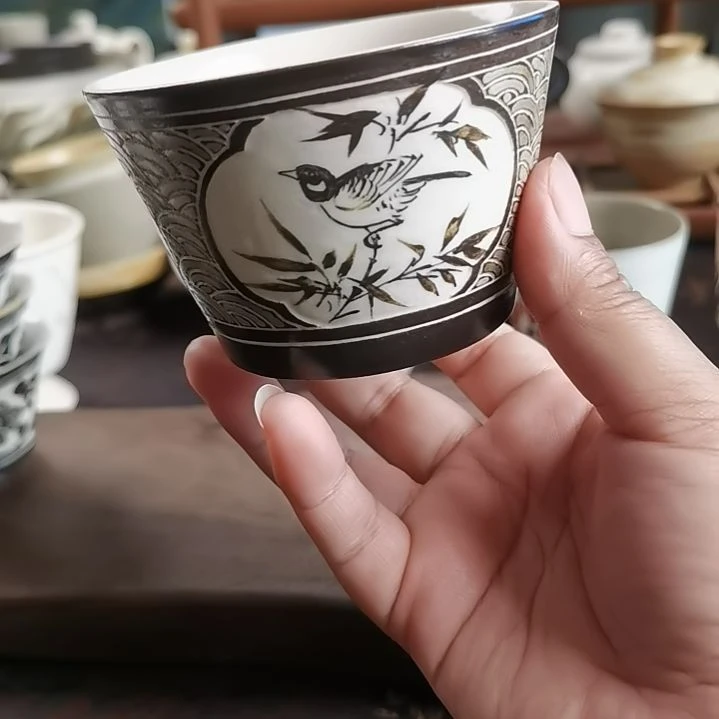 磁州窑黑剔花主人杯