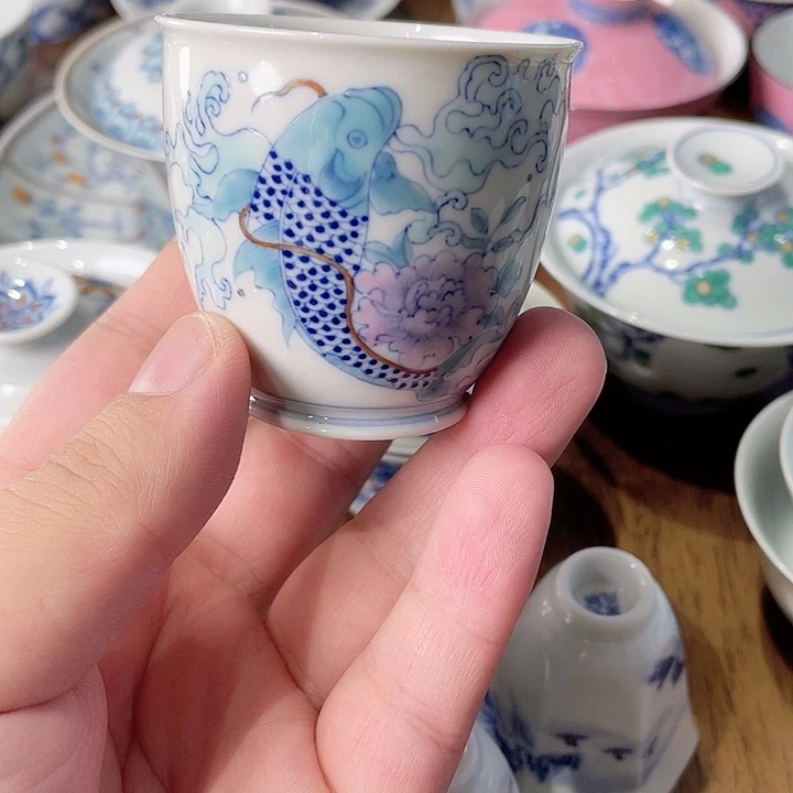 水胜窑斗彩梦鱼杯杯