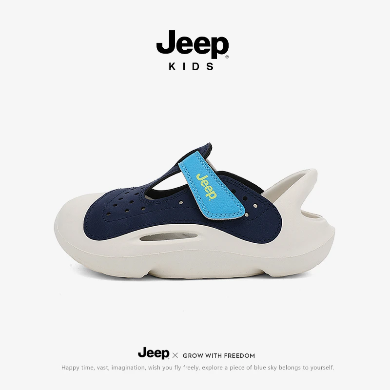 jeep镂空凉鞋男童户外软底防滑女童沙滩鞋夏季透气儿童涉水溯溪鞋