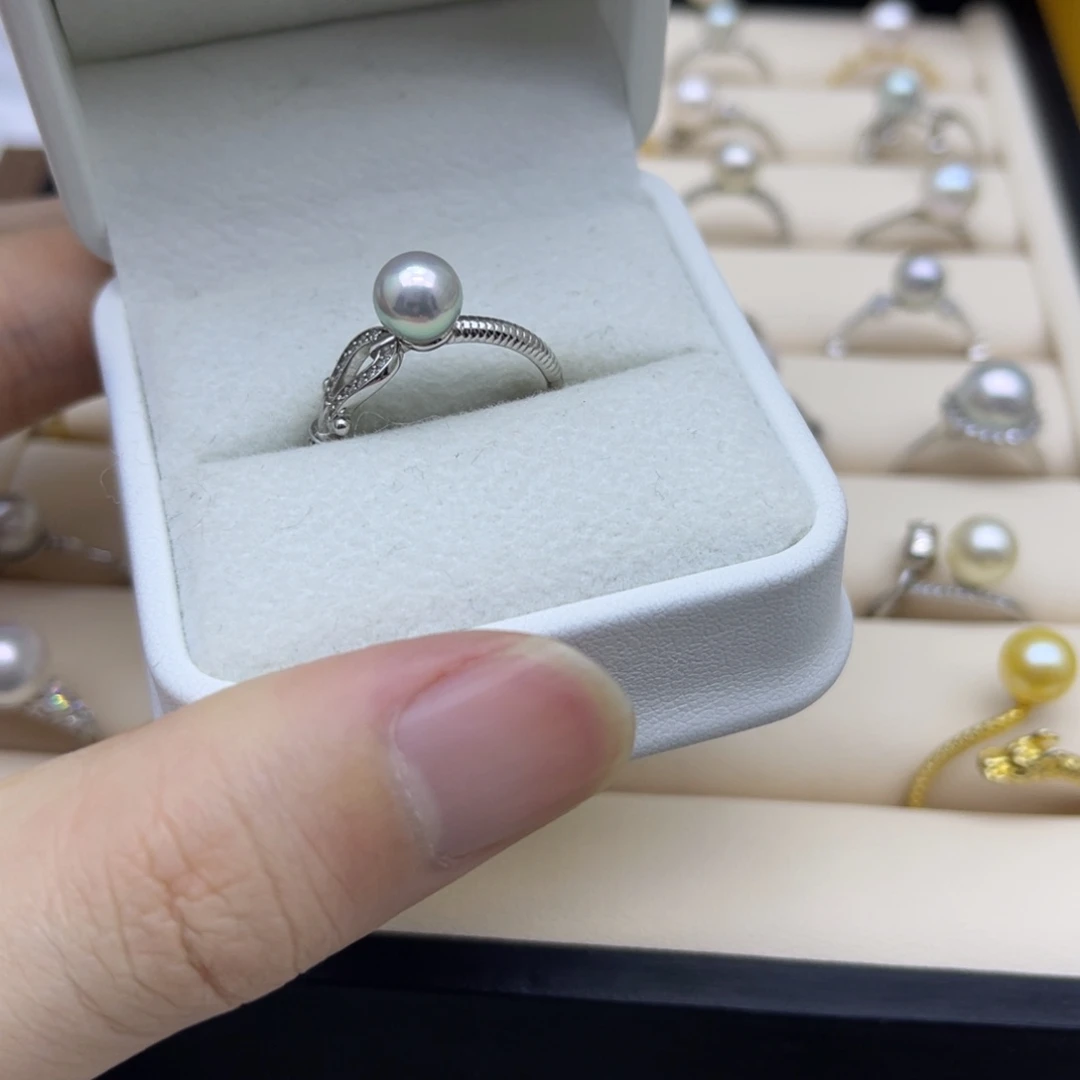 戒指银S925镶嵌海水珍珠
