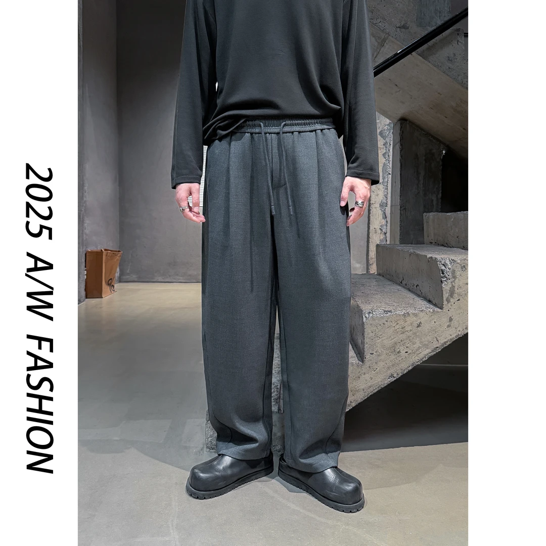 【叶继枫】25 A/W 莱赛尔天丝立体裁剪直筒宽松阔腿松紧腰休闲西裤