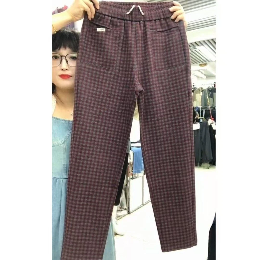 欧货小脚格子裤女2025秋季新款爆款哈伦裤休闲气质减龄潮流直筒裤