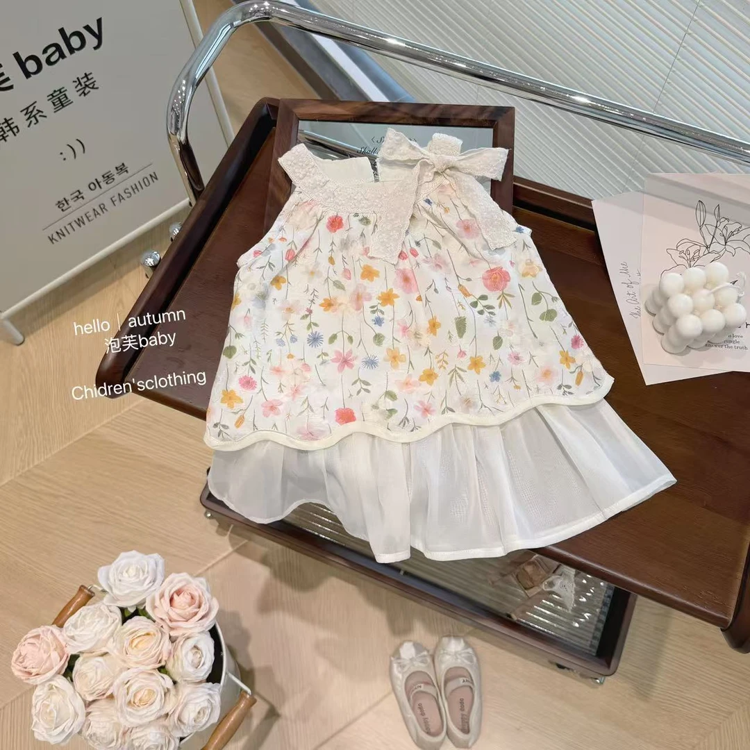 【泡芙baby】女童2025夏季新款韩版女宝宝花朵连衣裙公主裙气质甜美