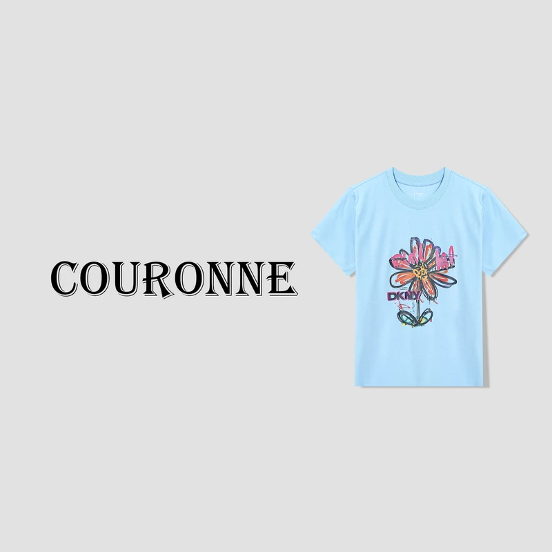 【小熊】-春夏‘’蓝色小雏菊‘’小众设计感休闲短袖T恤31418