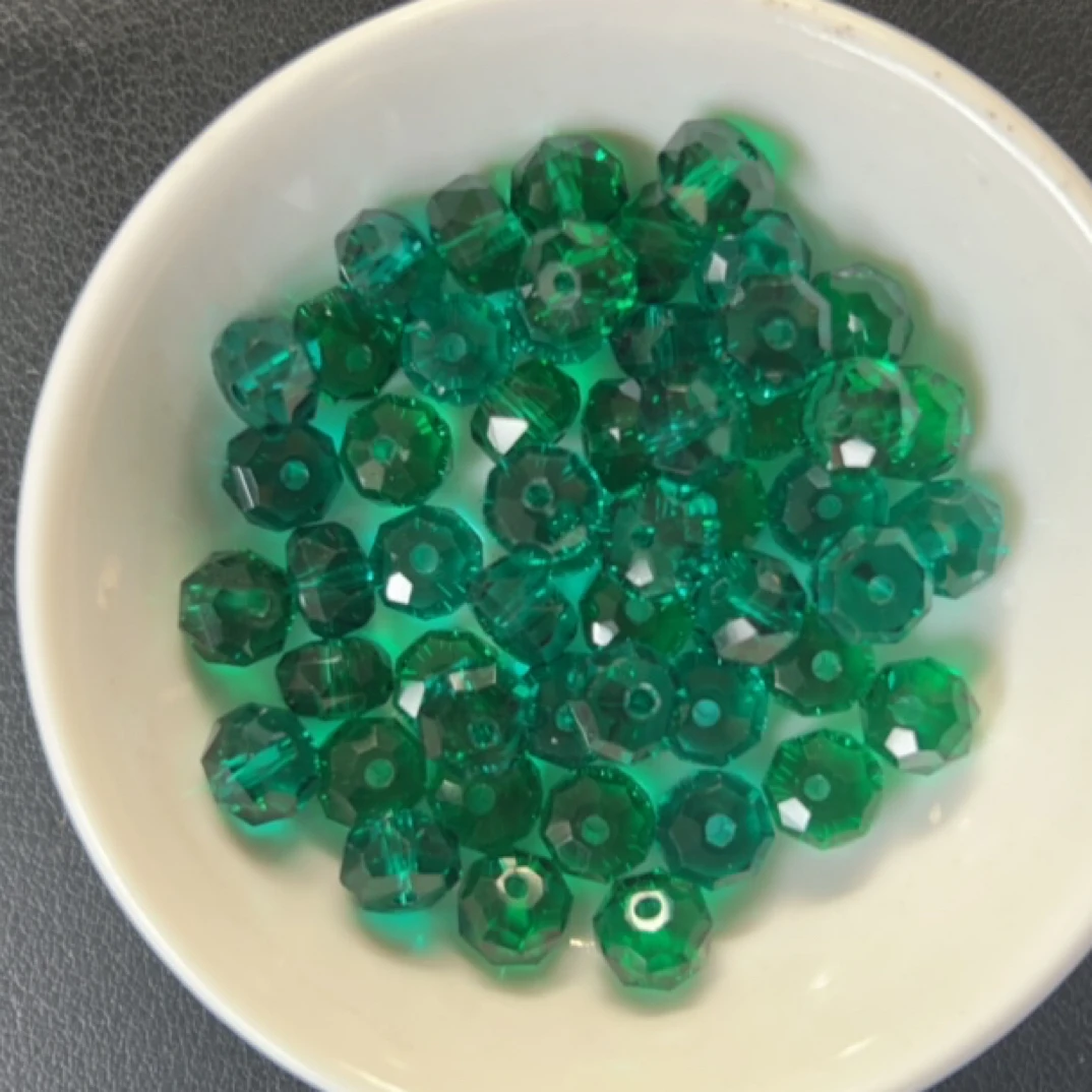 散珠W3069绿碧玺车轮切面算盘8x4MM*20颗