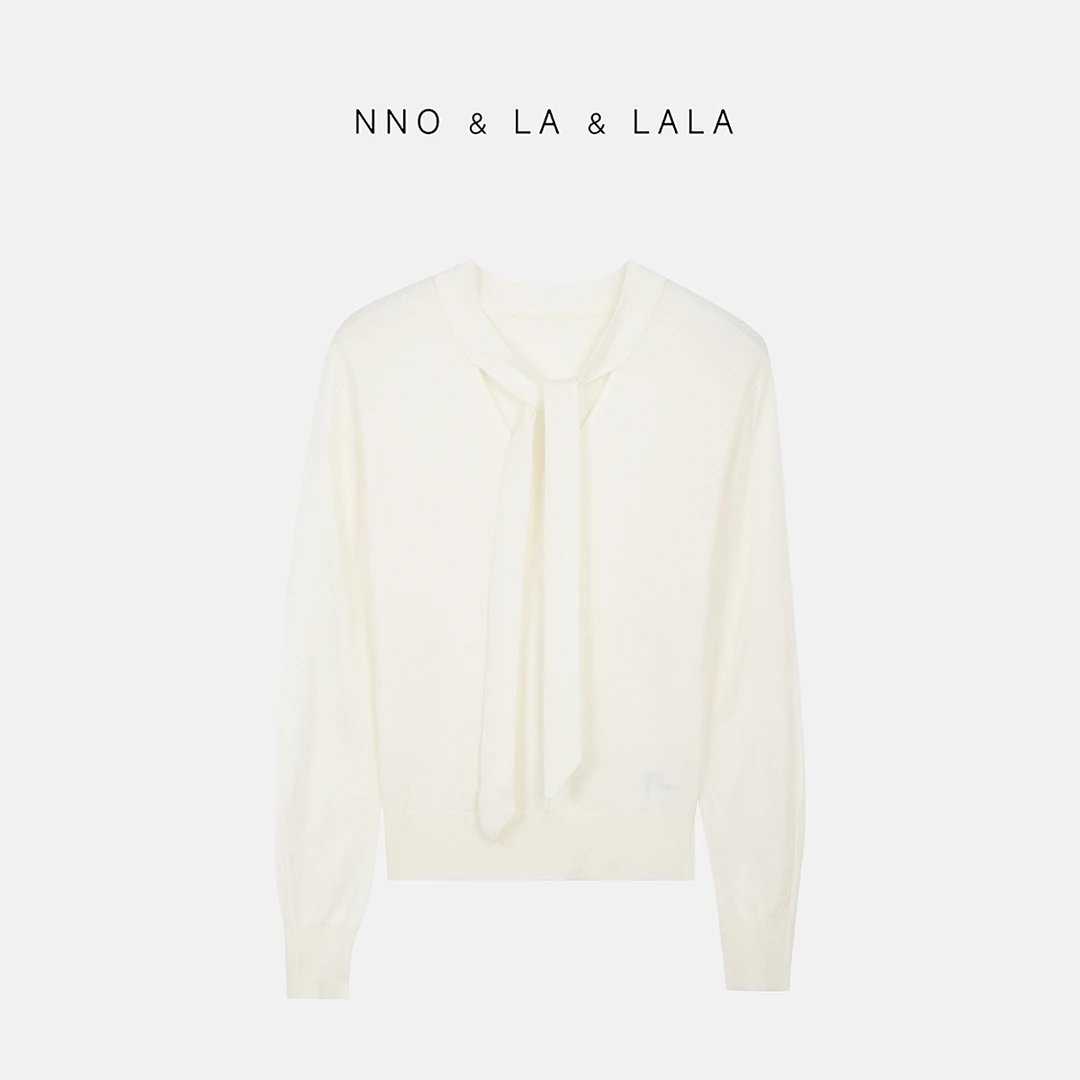 LA  奶白飘带 针织衫 26775