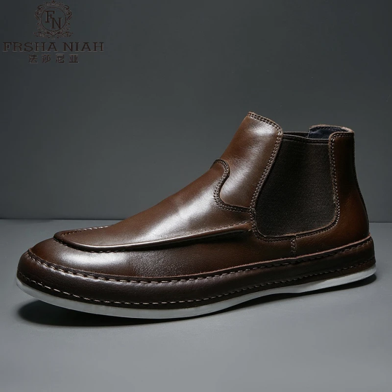法莎尼亚秋冬新款切尔西靴男士英伦风复古马流光风男士切尔西