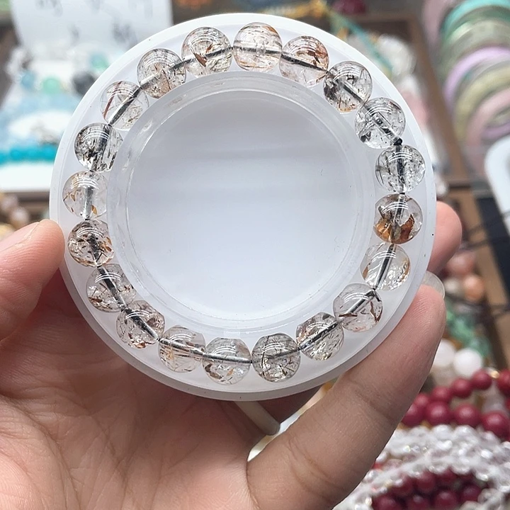 银S925镶嵌烟晶手链透体黑金超手链