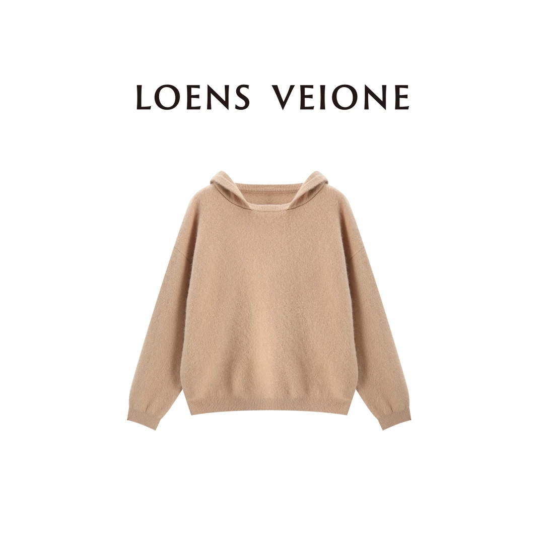 LOENSVEIONE/罗拉 意大利绵羊毛连帽宽松厚款帽衫23CVDA0705N