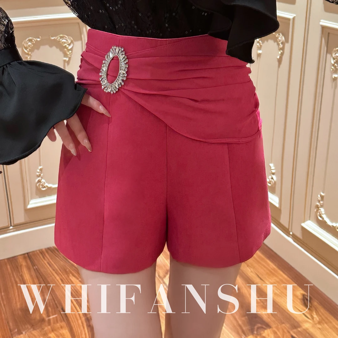 WEIFANSHU/魏凡舒【窈窕如她】春夏新款高腰设计感简约直筒百搭短裤
