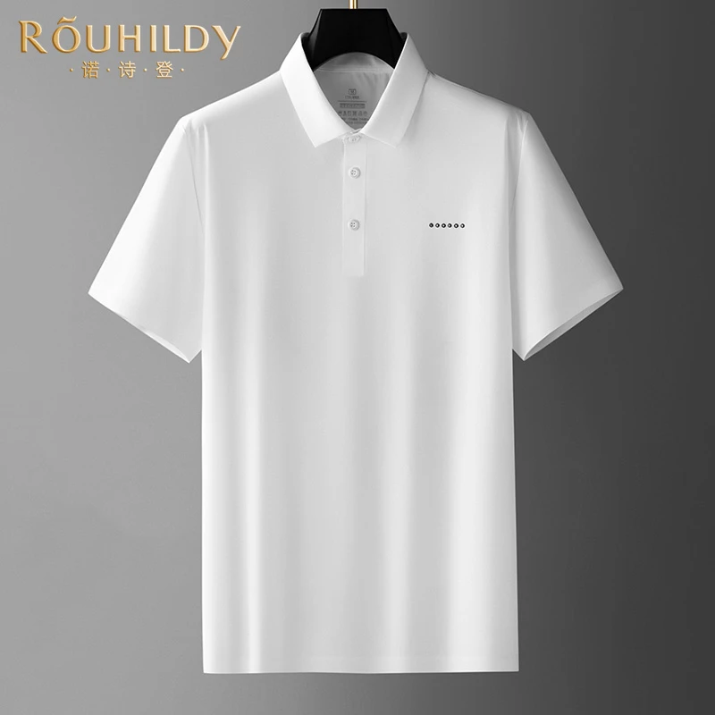 Rouhildy短袖T恤男夏季薄款白色速干宽松半袖商务男士休闲POLO衫