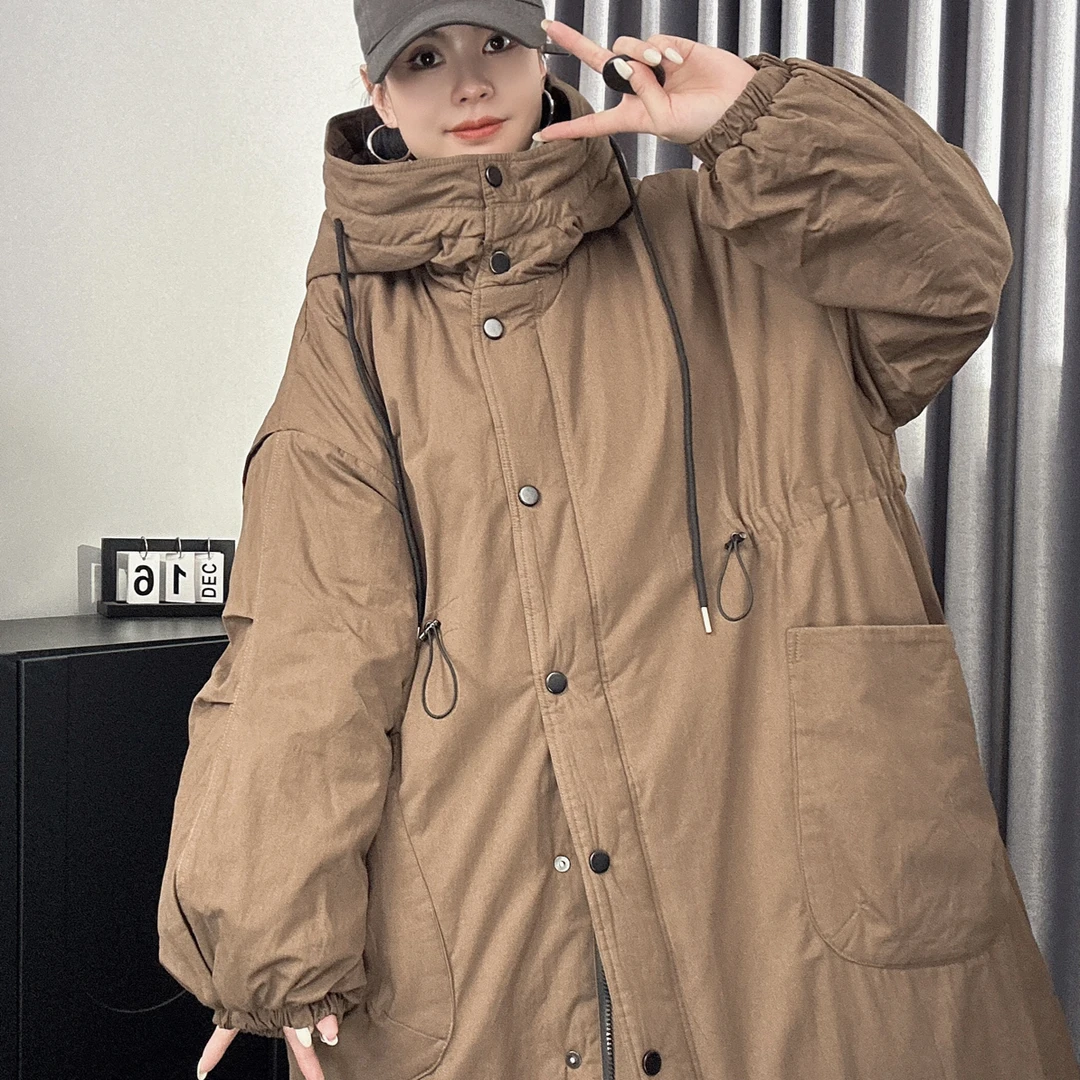 婉倾（加厚派克棉服）收腰款中长款棉衣外套风衣外套