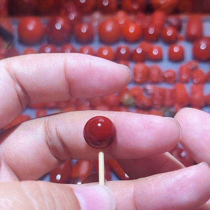 南红玛瑙未镶嵌配饰牛血火焰纹圆珠11mm