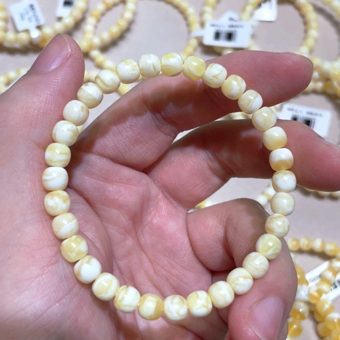 琥珀未镶嵌手链6mm精工蜜蜡手串