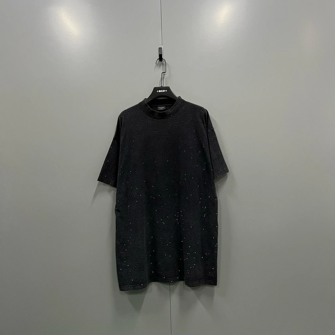 95新 Balenciaga/巴黎世家 水钻满印短袖 4码/17600/