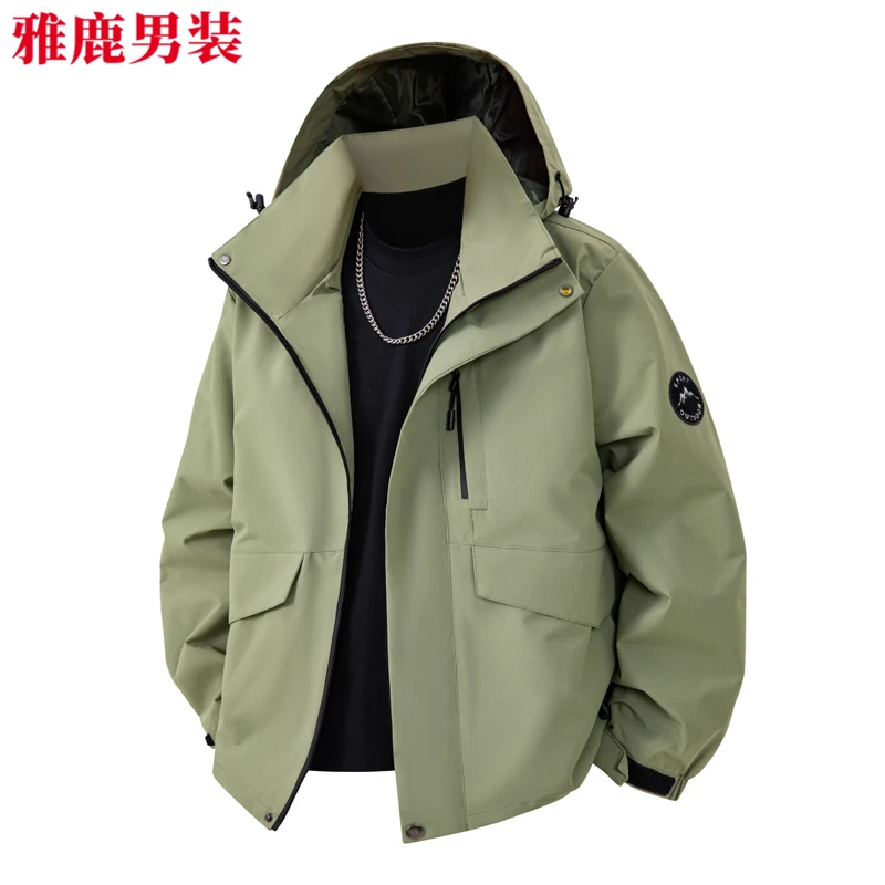 雅鹿男装男生山溪户外男女冲锋衣防风防水春秋季百搭夹克男士外套