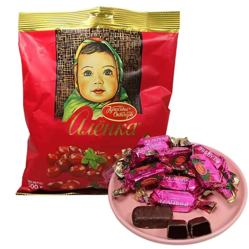 俄罗斯糖果进口爱莲巧牌巧克力水果味夹心糖混合糖果袋装零食新品解馋零食